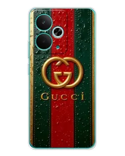 Чехол для Realme 14T с картинкой «Gucci — фирменная полоса и золото» Чехол для Realme 14T с картинкой «Gucci — фирменная полоса и золото»