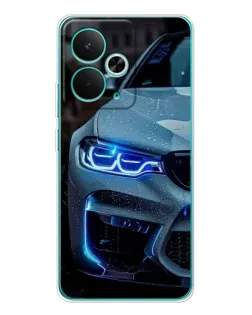 Чехол для Realme 14T с картинкой «Взгляд BMW с синими фарами»