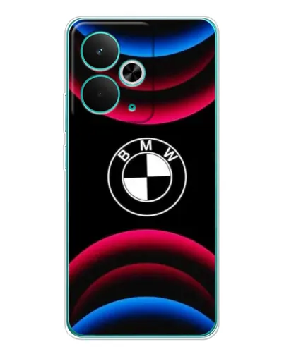 Чехол для Realme 14T с картинкой «Логотип BMW и неоновые дуги»
