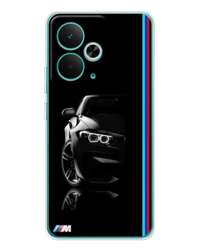 Чехол для Realme 14T с картинкой «Силуэт BMW в темноте»