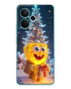 Чехол для Realme 14T с картинкой «Рождественский Спанч Боб»