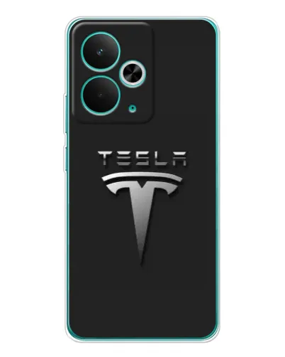 Чехол для Realme 14T с картинкой «Стальной логотип Tesla»