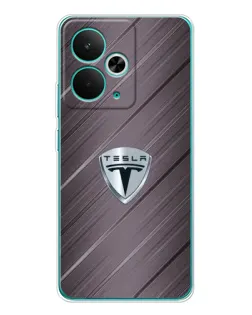 Чехол для Realme 14T с картинкой «Металлическая текстура Tesla»