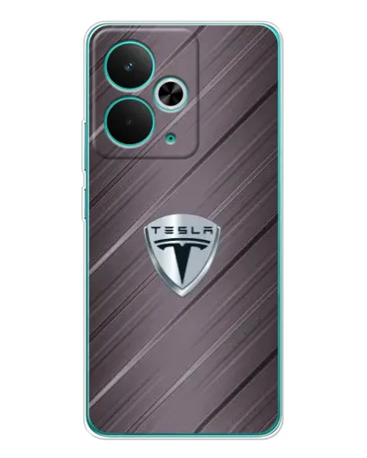 Чехол для Realme 14T с картинкой «Металлическая текстура Tesla»