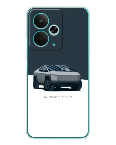Чехол для Realme 14T с картинкой «Серебристый Cybertruck Tesla»
