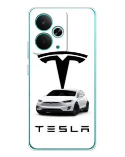 Чехол для Realme 14T с картинкой «Tesla White Style»