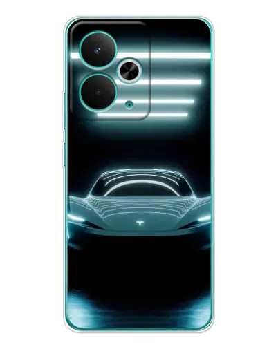 Чехол для Realme 14T с картинкой «Tesla в неоне»