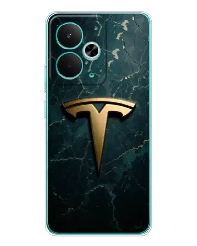 Чехол для Realme 14T с картинкой «Мраморная Tesla Gold»