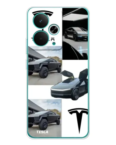 Чехол для Realme 14T с картинкой «Коллаж Cybertruck Tesla»