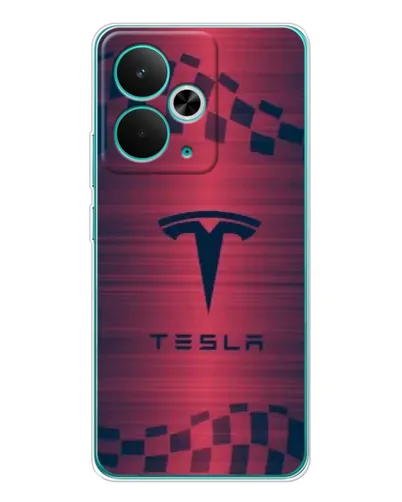 Чехол для Realme 14T с картинкой «Тесла красный карбон»