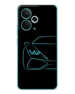 Чехол для Realme 14T с картинкой «Голубой силуэт Lamborghini»