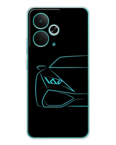 Чехол для Realme 14T с картинкой «Голубой силуэт Lamborghini»
