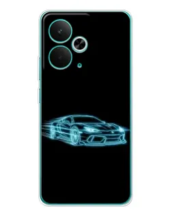 Чехол для Realme 14T с картинкой «Неоновый контур Lamborghini»