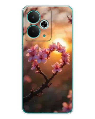 Чехол для Realme 14T с картинкой «Розовый цвет сердце на фоне заката» Чехол для Realme 14T с картинкой «Розовый цвет сердце на фоне заката»