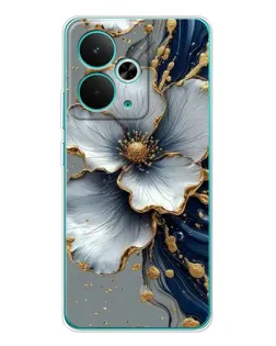 Чехол для Realme 14T с картинкой «Белый цветок и золотой флюид» Чехол для Realme 14T с картинкой «Белый цветок и золотой флюид»