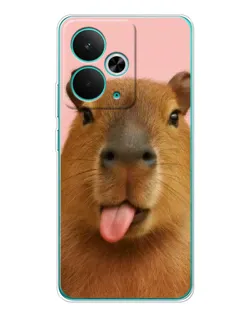 Чехол для Realme 14T с картинкой «Капибара с языком»
