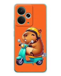 Чехол для Realme 14T с картинкой «Капибара на скутере»