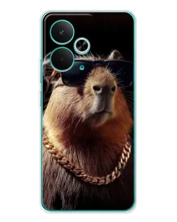 Чехол для Realme 14T с картинкой «Капибара золотая цепь»