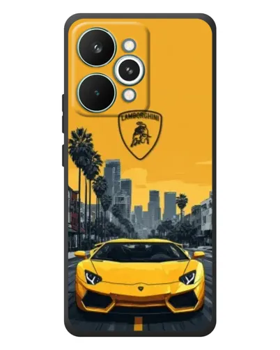 Чехол для Realme 15 Pro с картинкой «Желтый Lamborghini город»