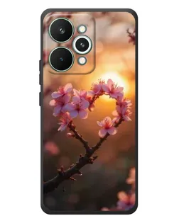 Чохол для Realme 15 Pro з картинкою «Рожевий цвіт  сердечко на тлі заходу»