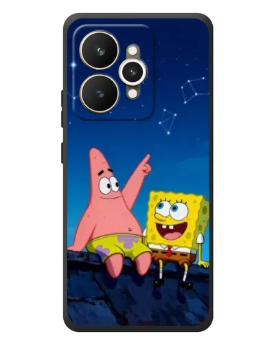 Чехол для Realme 15 с картинкой «Губка Боб и Патрик ночью»