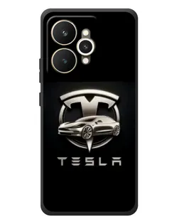 Чохол для Realme 15 з картинкою «Tesla — срібне авто»
