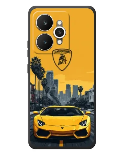 Чехол для Realme 15 с картинкой «Желтый Lamborghini город»
