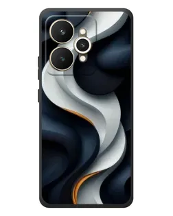 Чехол для Realme 15 с картинкой «Объемные черно-белые ленты»