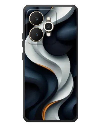 Чехол для Realme 15 с картинкой «Объемные черно-белые ленты»
