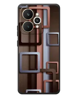 Чехол для Realme 15 с картинкой «Коричневые объемные квадраты»