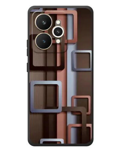 Чехол для Realme 15 с картинкой «Коричневые объемные квадраты»