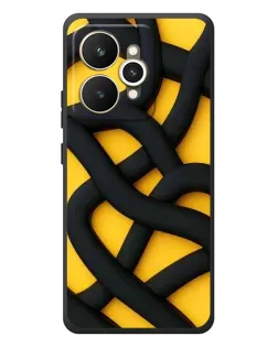 Чехол для Realme 15 с картинкой «Черное желтое переплетение»