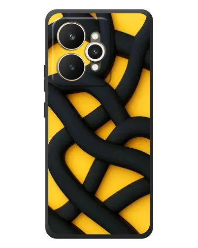 Чехол для Realme 15 с картинкой «Черное желтое переплетение»