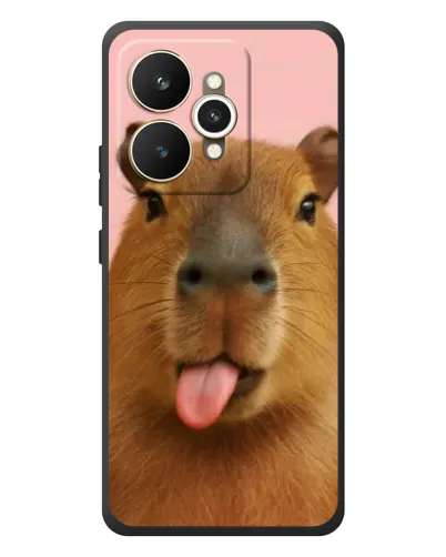 Чехол для Realme 15 с картинкой «Капибара с языком»