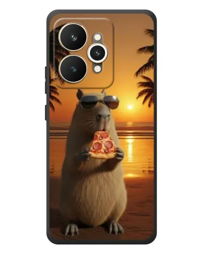 Чехол для Realme 15 с картинкой «Капибара с пиццей»
