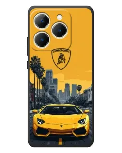 Чехол для Realme 15T с картинкой «Желтый Lamborghini город»