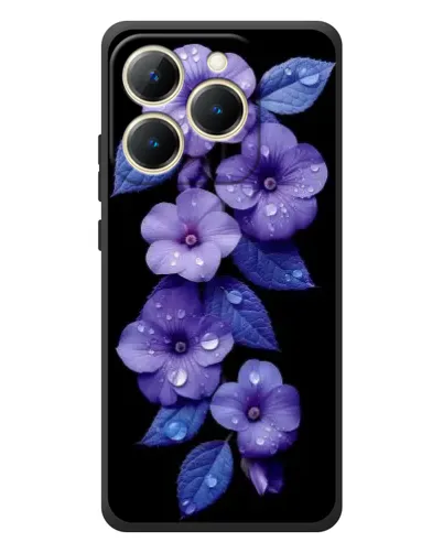 Чехол для Realme 15T с картинкой «Фиолетовые цветы с росою»