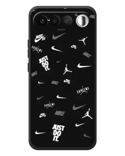 Чехол для RealMe 16 5G с картинкой «Nike Black Pattern» Чехол для RealMe 16 5G с картинкой «Nike Black Pattern»