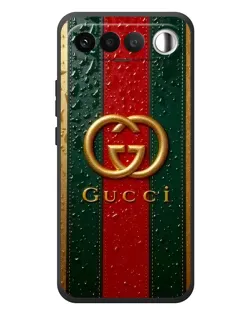 Чехол для RealMe 16 5G с картинкой «Gucci — фирменная полоса и золото»
