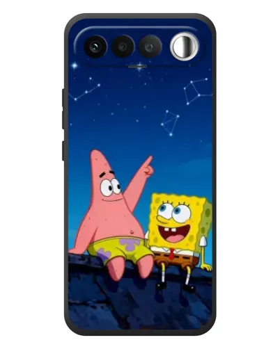 Чехол для RealMe 16 5G с картинкой «Губка Боб и Патрик ночью»