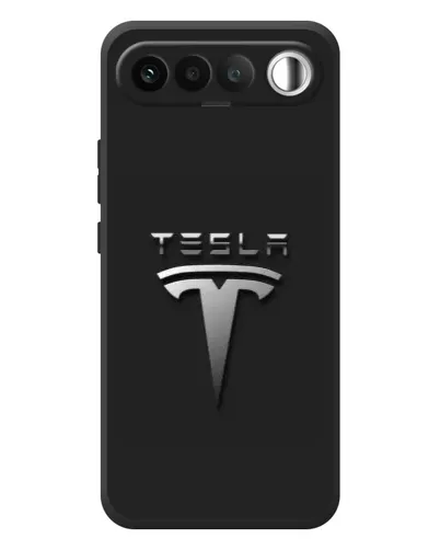 Чехол для RealMe 16 5G с картинкой «Стальной логотип Tesla»