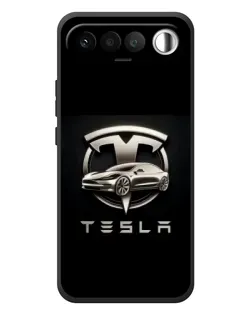 Чехол для RealMe 16 5G с картинкой «Tesla — серебристое авто»
