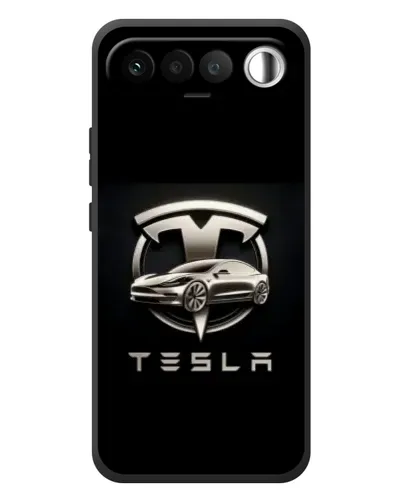 Чехол для RealMe 16 5G с картинкой «Tesla — серебристое авто»