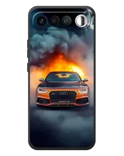 Чехол для RealMe 16 5G с картинкой «Audi в огненном дыму»