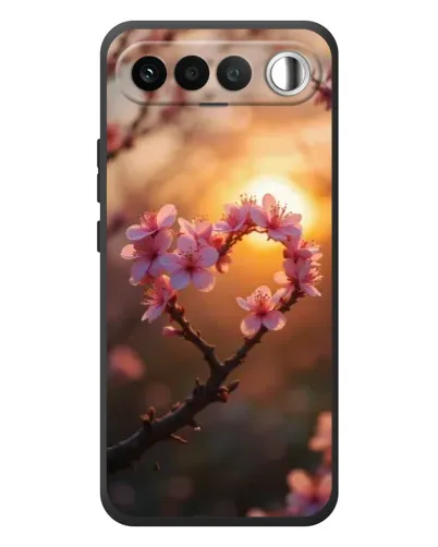 Чехол для RealMe 16 5G с картинкой «Розовый цвет сердце на фоне заката» Чехол для RealMe 16 5G с картинкой «Розовый цвет сердце на фоне заката»