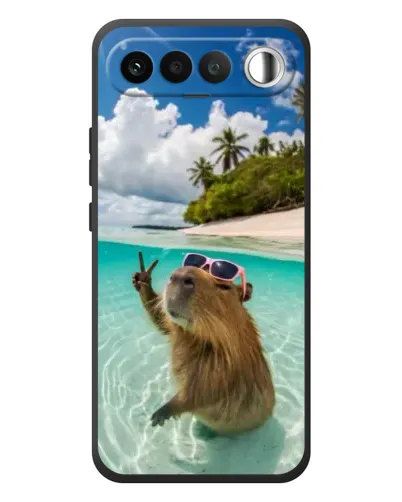 Чехол для RealMe 16 5G с картинкой «Капибара на море»