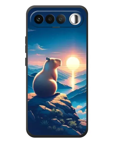 Чехол для RealMe 16 5G с картинкой «Закат солнца с капибарой»