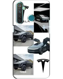 Чохол для Realme 5 Pro з картинкою «Колаж Cybertruck Tesla»