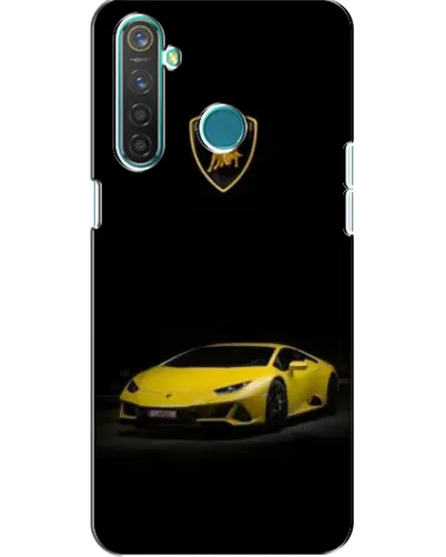 Чехол для Realme 5 Pro с картинкой «Lamborghini желтый акцент»