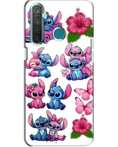 Чехол для Realme 5 Pro с картинкой «Стикеры Stitch и Angel»